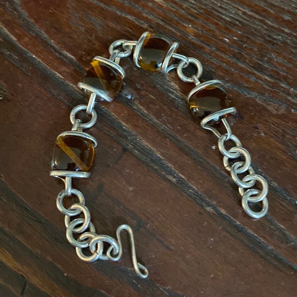 Vintage 925 silver and amber bracelet